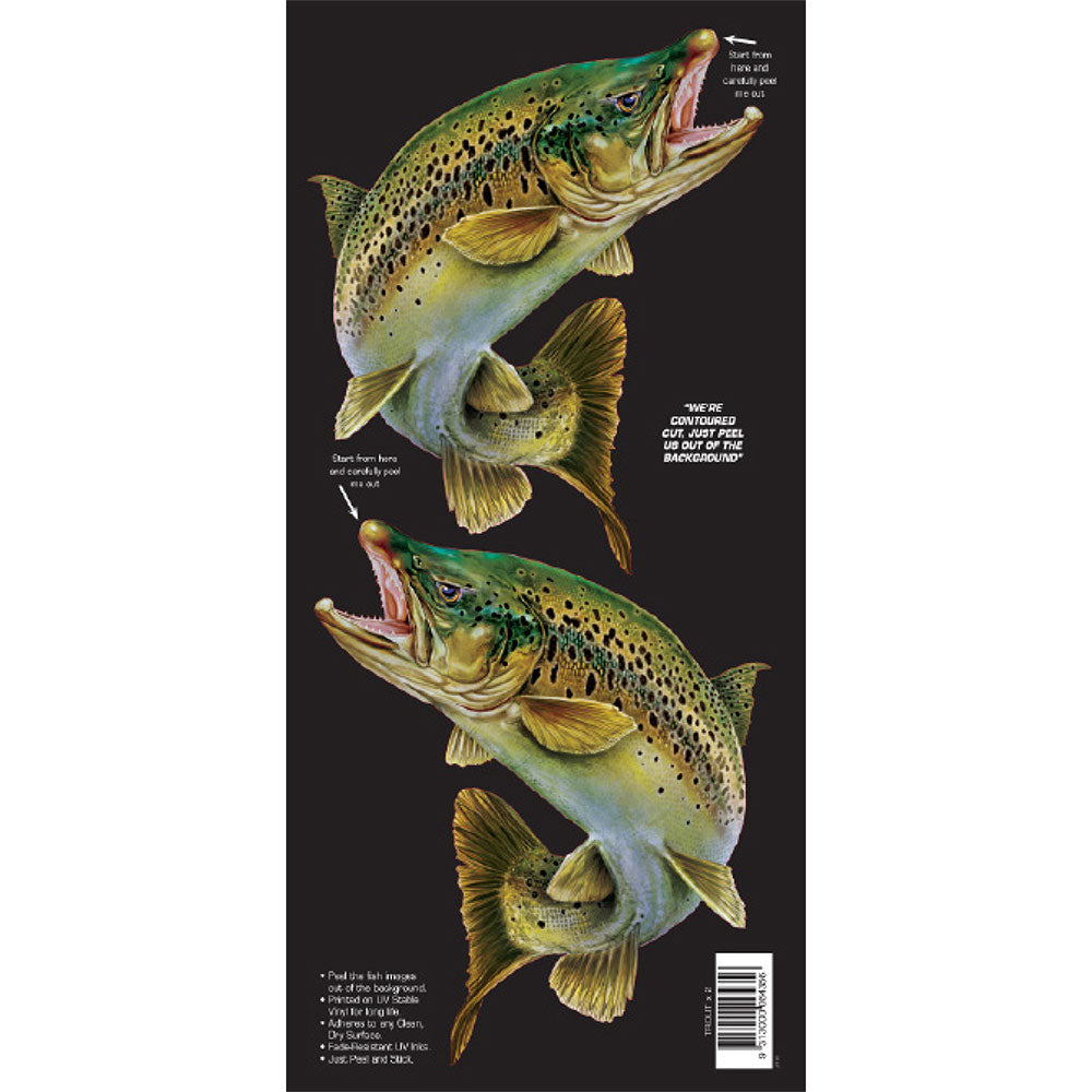 Forellen-Doppelboot-Sticka im Retro-Stil