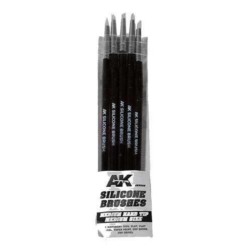 AK Interactive Medium Hard Tip Silicone Brushes (Set of 5)