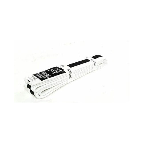 Yamasaki White Martial Arts Belts with Black Stripe