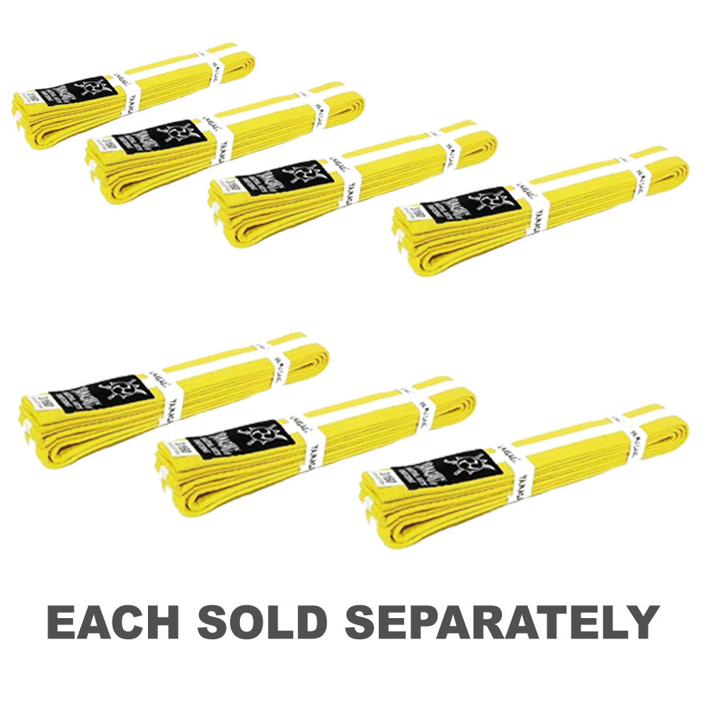 Yamasaki Coloured Martial Arts Belts with White Stripe (Yellow)