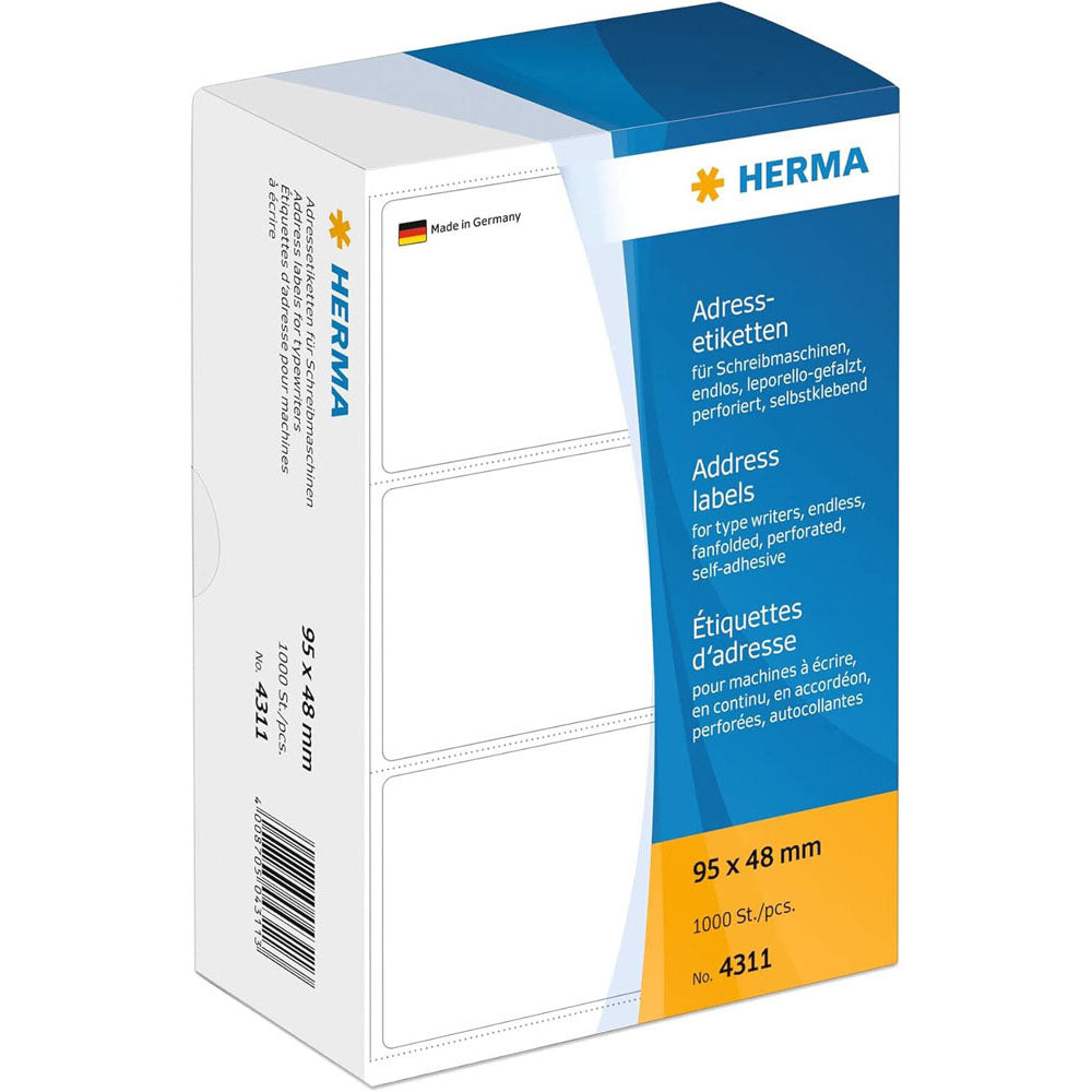 Herma fanfoldad adressetiketter White (95x48mm)