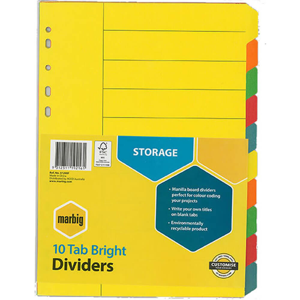 Marbig Manilla Bright Dividers(A4)