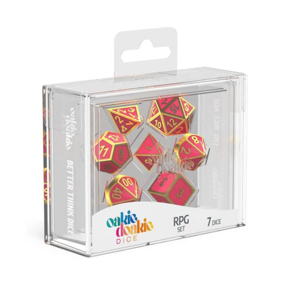 Oakie Doakie RPG Metallwürfel, im Dunkeln leuchtend, 7 Stück