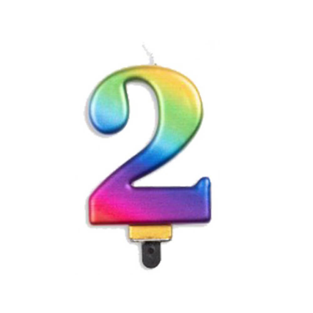 Alpen Metallic Regenbogen-Zahlenkerze