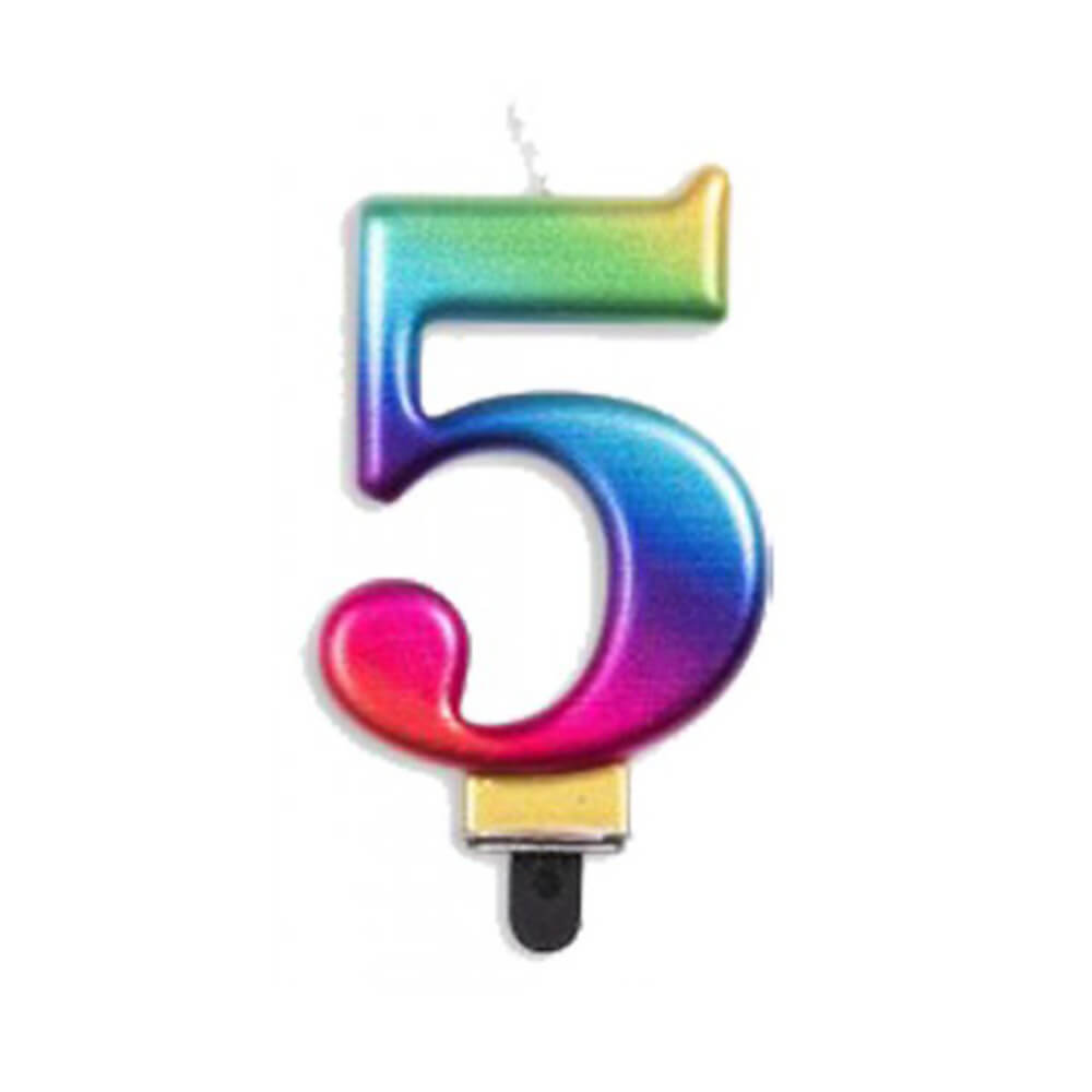 Alpen Metallic Regenbogen-Zahlenkerze