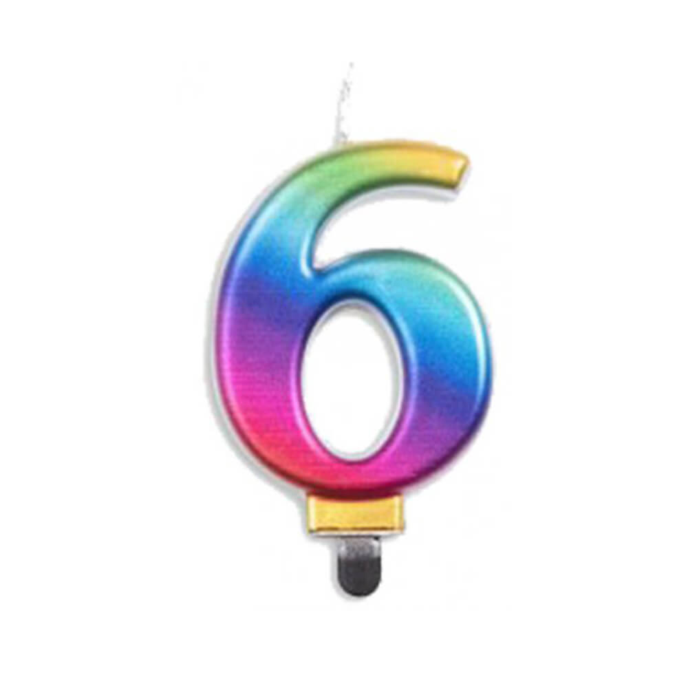 Alpen Metallic Regenbogen-Zahlenkerze