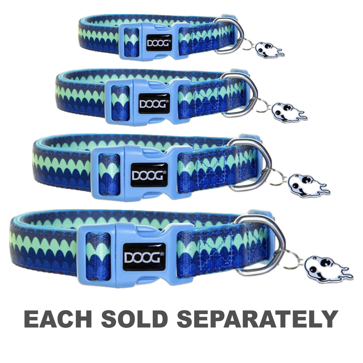 Doog Pluto Dog Collar (Blue & Green Chevron)