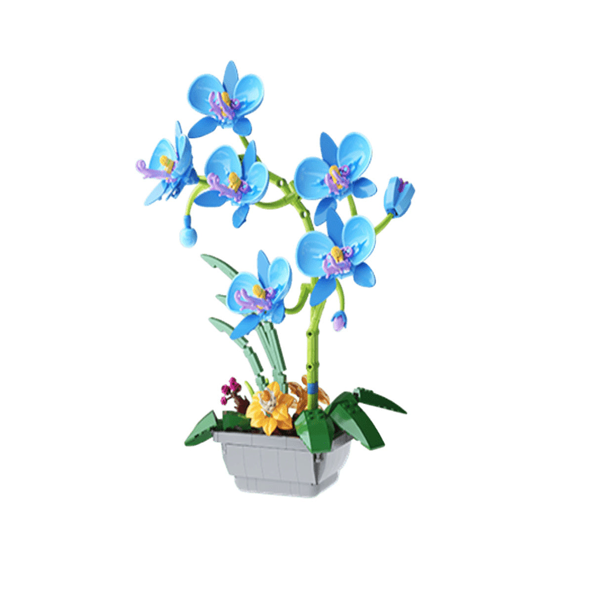 JAKI Elegant Blue Moth Orchid Plastic Brick Model Kit