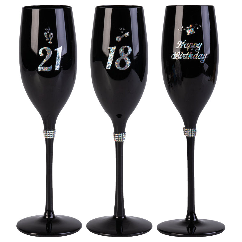Black Luxe Birthday Champagne Flute