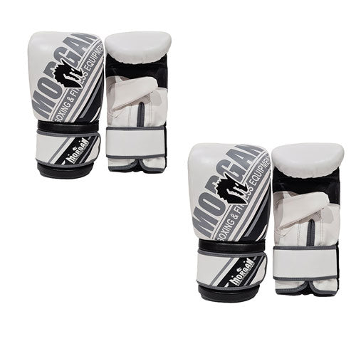 Morgan Aventus Leather Curved Bag Mitts (White/Black)