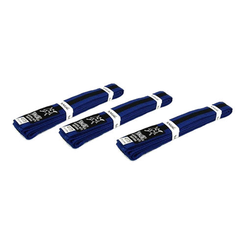 Yamasaki Coloured Martial Arts Belts with Black Stripe (Blue)
