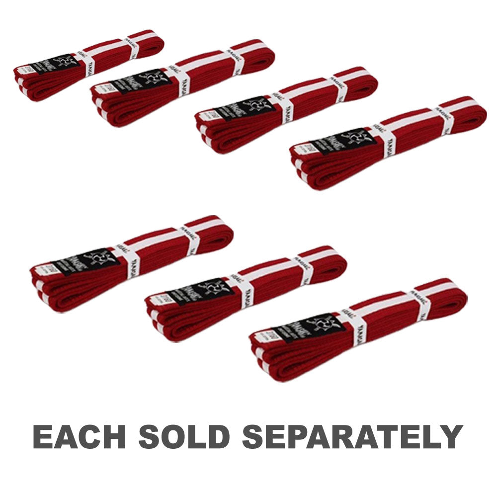 Yamasaki Coloured Martial Arts Belts with White Stripe (Red)
