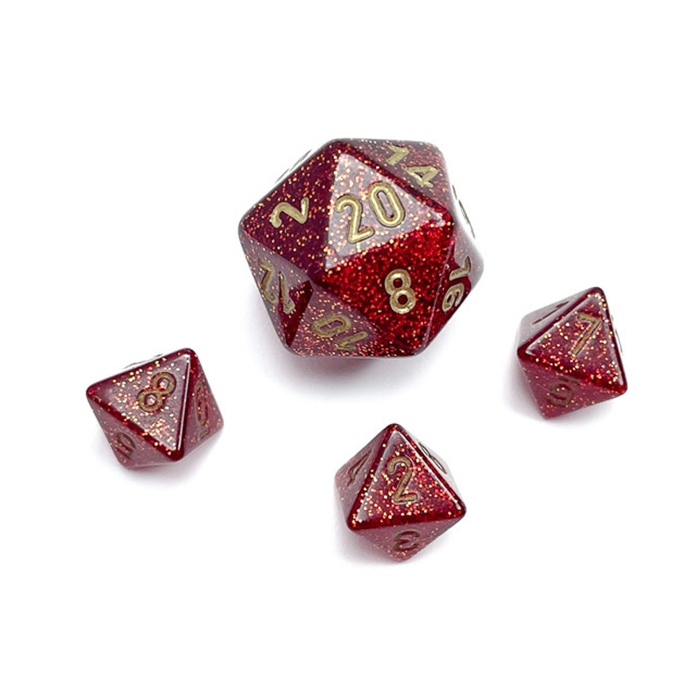 Chessex D8 Dice Glitter Mini-Polyhedral (Ruby/Gold)